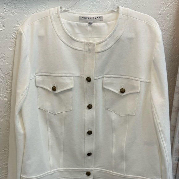 Trina Turk Cream Button-Up Jacket
